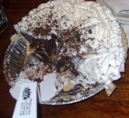 Photo of Four 'N 20 Restaurants - Sherman Oaks, CA, US. Chocolate cream pie sliced. (March 2009)