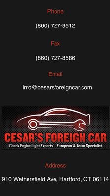 Cesar’s Foreign Car