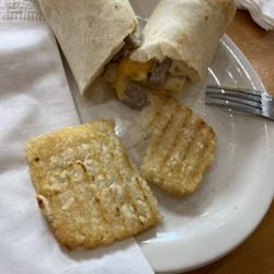 Cabin Creek Coffee - BYO wrap with sausage, egg, & cheese Added a hash brown