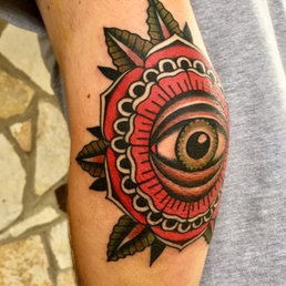 Eyeball mandala on my left elbow done by Ivan Antonychev. Eyeball mandala on my left elbow done by Ivan Antonychev.