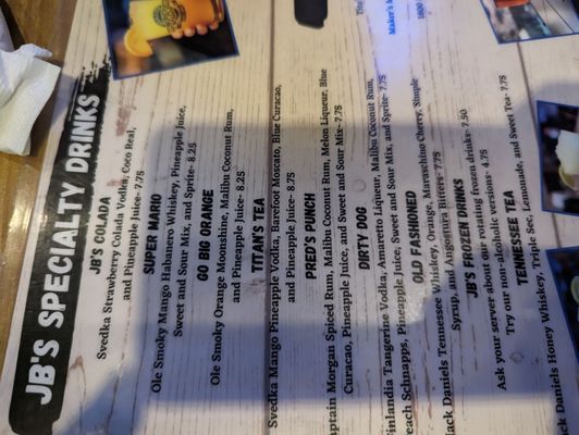 Menu photo 4 JB's Pour House Hermitage, TN