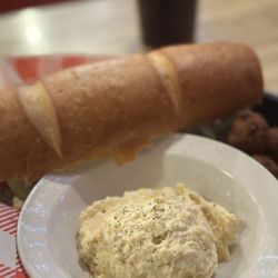 Cajun Food Coma - Fried Shrimp Po'boy with Louisiana Style potato salad and hush puppies