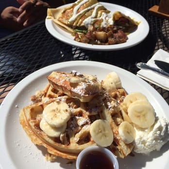 Hangar Cafe - Banana nut waffle and hangar crepe! - Breakfast & Brunch Near Me - Seattle, Washington