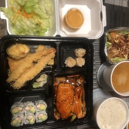 Salmon teriyaki dinner bento box+Takoyaki
