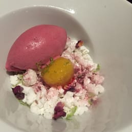 highlight of the evening. The coconut yoghurt freezed by liquid nitrogen. The yuzu sorbet added a nice zest to balance the flavour. highlight of the evening. The coconut yoghurt freezed by liquid nitrogen. The yuzu sorbet added a nice zest to balance the flavour.