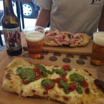 Mangia Pizza - Small pizzas. The #1 (white pizza with ham and truffle) and the #5? (white pizza with pesto and cherry tomatoes). - Pizza Near Me - Florence, FI