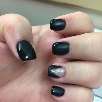 Nail Glamour - black gel, glitter, matte and shine nails by Amy - Nail Salons Near Me - Carlisle, Pennsylvania