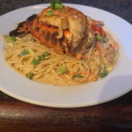 One of the best meals I've ever had. Creole pasta with shrimp. By request, a lobster tail was added at an additional charge