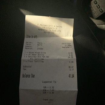 El Mexicano Grill - Tortillas are charged for fajita plates. - Mexican Near Me - Waxahachie, Texas