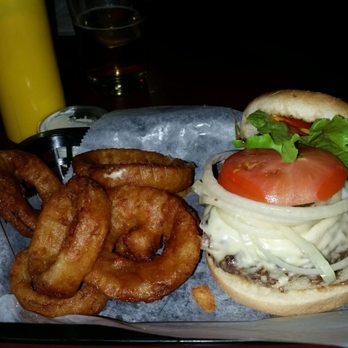 Harvey's Wineburger - Bomb diggety cheese wine burger with onion rings.  That is one patty!  The deluxe comes with two patties! - Burgers Near Me - Phoenix, Arizona