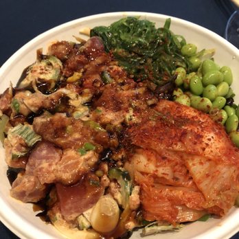 ZenFish - Build your own with: tuna, spicy tuna, ago tuna, and salmon atop greens and zucchini noodles. seaweed salad edamame and sriracha/eel sauce - Poke Near Me - Durham, North Carolina ZenFish - Build your own with: tuna, spicy tuna, ago tuna, and salmon atop greens and zucchini noodles. seaweed salad edamame and sriracha/eel sauce - Poke Near Me - Durham, North Carolina