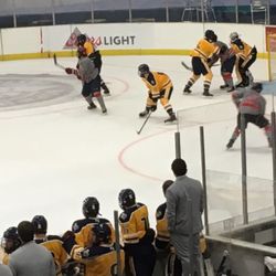 East Texas Baptist University - 9/2/17 Saturday. (ETBU) East Texas Baptist University Tigers (gold) v. Ole Miss (gray). Ice Hockey. Hirsch Coliseum. Shreveport, Louisiana!