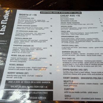 The Rebel - March 30, 2026 Menu - Cheesesteaks Near Me - Seattle, Washington
