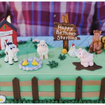 Exquisite Desserts - Barnyard Bash themed cake. Chocolate with chocolate shavings inside, fondant outside. - Bakeries Near Me - Palm Desert, California Exquisite Desserts - Barnyard Bash themed cake. Chocolate with chocolate shavings inside, fondant outside. - Bakeries Near Me - Palm Desert, California