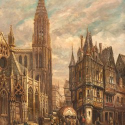 Oil on Canvas Strasbourg Cathedral Painting