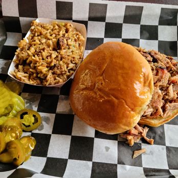 Fire Craft BBQ - Pulled pork sandwich, Cajun dirty rice - Caterers Near Me - Kingwood, Texas Fire Craft BBQ - Pulled pork sandwich, Cajun dirty rice - Caterers Near Me - Kingwood, Texas