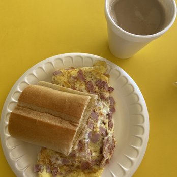 Ana's Cuban Cafe - Ham, Cheese, Tomato Onions Omelette and Cafe Con Leche - Delis Near Me - Key West, Florida Ana's Cuban Cafe - Ham, Cheese, Tomato Onions Omelette and Cafe Con Leche - Delis Near Me - Key West, Florida