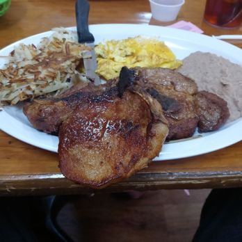 Lucy's Cafe North - Pork chops and eggs. - Mexican Near Me - El Paso, Texas