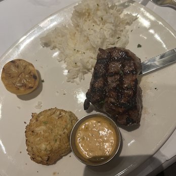 Bonefish Grill - Sirloin and Steak & Crab Cake, paired with Jasmine rice - Seafood Near Me - Kissimmee, Florida Bonefish Grill - Sirloin and Steak & Crab Cake, paired with Jasmine rice - Seafood Near Me - Kissimmee, Florida
