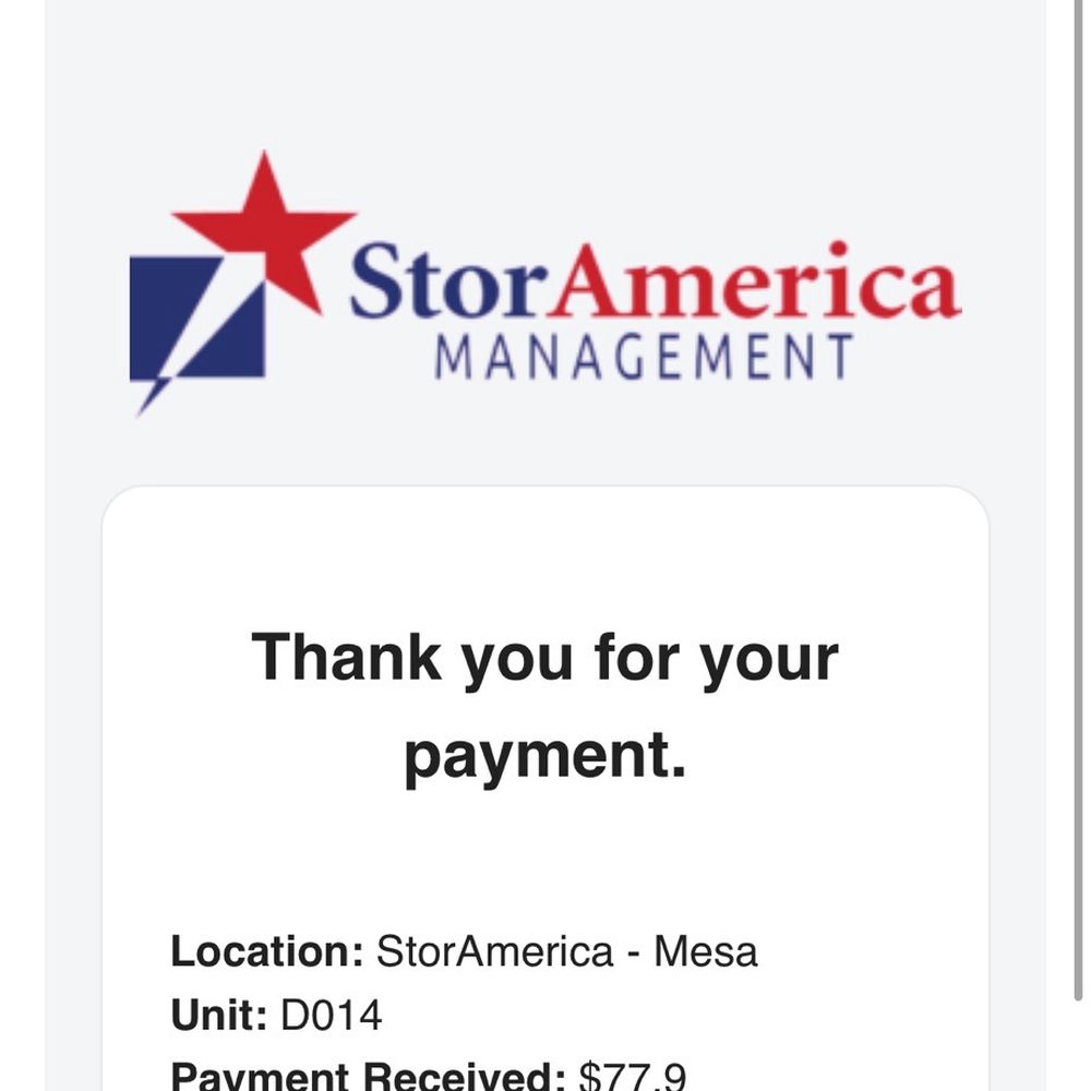 StorAmerica Mesa - Payment confirmation for March/April - Self Storage Near Me - Mesa, Arizona StorAmerica Mesa - Payment confirmation for March/April - Self Storage Near Me - Mesa, Arizona