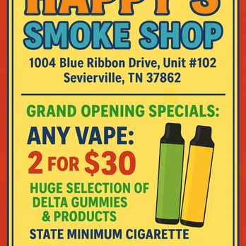 Happy's Smoke Shop - Vape Shops Near Me - Sevierville, Tennessee Happy's Smoke Shop - Vape Shops Near Me - Sevierville, Tennessee