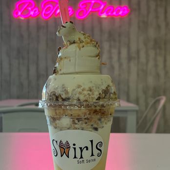 Swirls Soft Serve - Pineapple vanilla coconut swirl - Ice Cream & Frozen Yogurt Near Me - Upland, California Swirls Soft Serve - Pineapple vanilla coconut swirl - Ice Cream & Frozen Yogurt Near Me - Upland, California