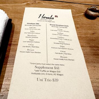 Hinata - 11/19/2023 Menu - Sushi Bars Near Me - San Francisco, California Hinata - 11/19/2023 Menu - Sushi Bars Near Me - San Francisco, California