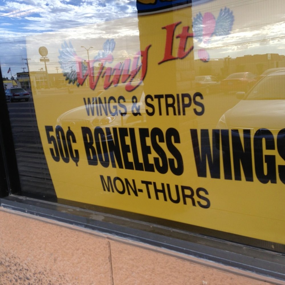 Wing It Wings And Things - a sign in the window - Chicken Wings Near Me - El Paso, Texas