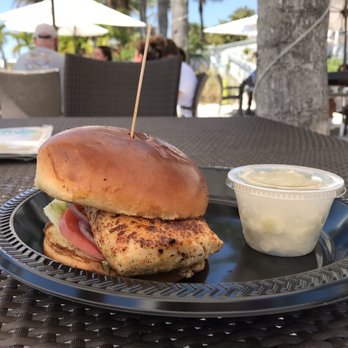 Bongos Beach Bar and Grille - Blackened mahi sandwich with coleslaw - Bars Near Me - St. Pete Beach, Florida