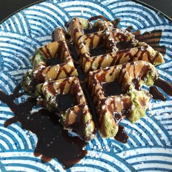 Enter The Cafe - Matcha mochi waffle with chocolate sauce - Coffee & Tea Near Me - San Francisco, California Enter The Cafe - Matcha mochi waffle with chocolate sauce - Coffee & Tea Near Me - San Francisco, California