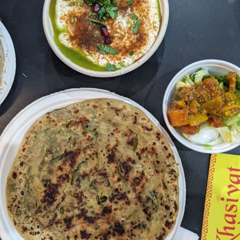 Khasiyat Fast Food - Stuffed Paratha w/ onions, garlic, green chilli, spinach and capsicum - Indian Near Me - Iselin, New Jersey