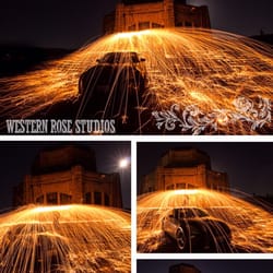 Western Rose Studios - Have you seen night photography brightened up by steel wool? Steel wool photography at the Vista House.