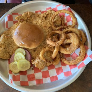 Flat Creek Restaurant - Tenderloin/Onion Rings (well done) - Seafood Near Me - Cape Fair, Missouri