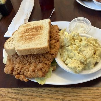 Ole Biloxi Cafe - Pork chop sandwich and potato salad - Seafood Near Me - Biloxi, Mississippi Ole Biloxi Cafe - Pork chop sandwich and potato salad - Seafood Near Me - Biloxi, Mississippi