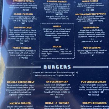 Canyons Edge Pub - Starters & entrees and burgers menu - Sports Bars Near Me - Holladay, Utah