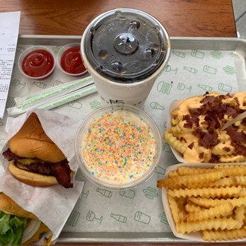 Shake Shack Plano, Legacy West - Smoke Shack Burger and Cheeseburger with Bacon Cheese Fries and Pride Shake. - Fast Food Near Me - Plano, Texas Shake Shack Plano, Legacy West - Smoke Shack Burger and Cheeseburger with Bacon Cheese Fries and Pride Shake. - Fast Food Near Me - Plano, Texas