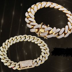 Solid Gold Cubanlink Diamond bracelets & necklaces available in different Sizes