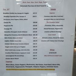The Brooklyn Pizzeria - Updated menu as of September 2023