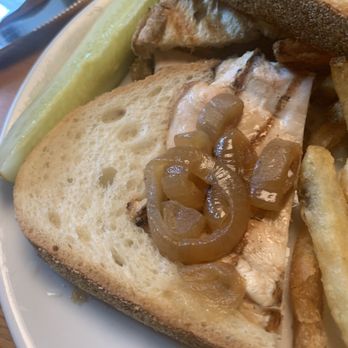 Sylvan Street Grille - as I mentioned, just a small piece of chicken on one side of the panini - American Near Me - Salisbury, Massachusetts