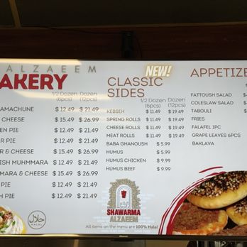 Shawarma Alzaeem - Menu - Bakeries Near Me - Burlington, Ontario