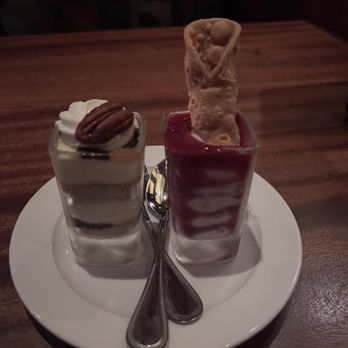 Seasons 52 - Turtle cheesecake and Raspberry Chocolate Chip Cannoli - New American Near Me - Phoenix, Arizona Seasons 52 - Turtle cheesecake and Raspberry Chocolate Chip Cannoli - New American Near Me - Phoenix, Arizona