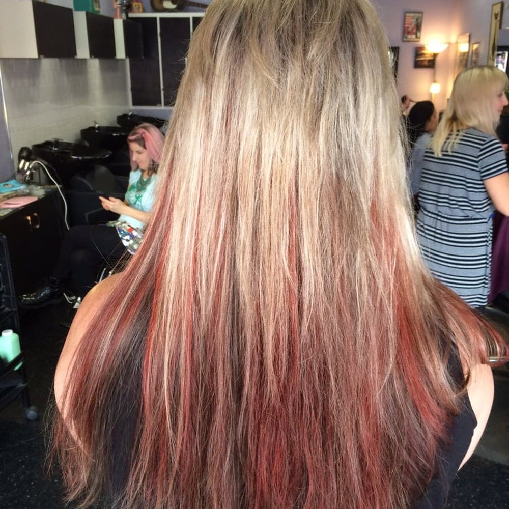 Nikki Nader - my red/copper/brown/blonde reverse ombre. the red at the bottom makes my mane look like a flame! love - Hair Stylists Near Me Nikki Nader - my red/copper/brown/blonde reverse ombre. the red at the bottom makes my mane look like a flame! love - Hair Stylists Near Me