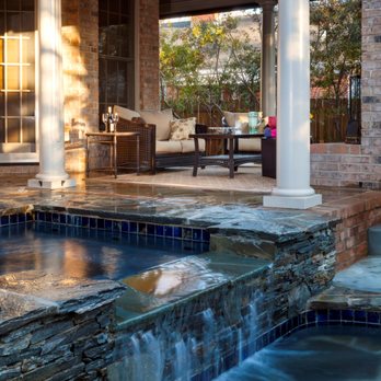 Pool by Design - Waterfall by door. Very small yard - Fireplace Services Near Me - Charlotte, North Carolina Pool by Design - Waterfall by door. Very small yard - Fireplace Services Near Me - Charlotte, North Carolina