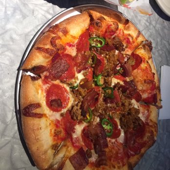 Bubba's 33 - Meaty Meaty Pizza with Fresh Jalapeños - American Near Me - San Antonio, Texas Bubba's 33 - Meaty Meaty Pizza with Fresh Jalapeños - American Near Me - San Antonio, Texas