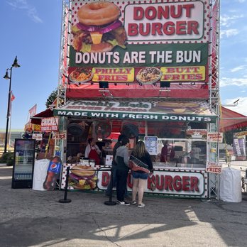 Tulsa State Fair - Take a Braums burger, and replace them with glazed donuts. Had to try. - Amusement Parks Near Me - Tulsa, Oklahoma Tulsa State Fair - Take a Braums burger, and replace them with glazed donuts. Had to try. - Amusement Parks Near Me - Tulsa, Oklahoma