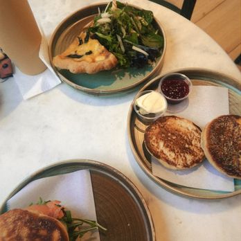 Au Levain - Eggplant, Zucchini, Feta  Quiche , english muffin, and Lox English Muffin sandwich - Bakeries Near Me - Chicago, Illinois
