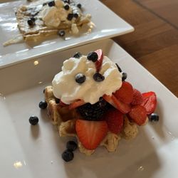 Lovegrass Kitchen - Lemon Blueberry Crêpes and Berry Waffle