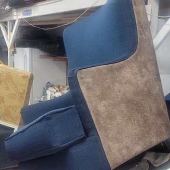 Design it by Ninos - Kept the suede and changed the color from cream to blue - Furniture Reupholstery Near Me - Los Angeles, California
