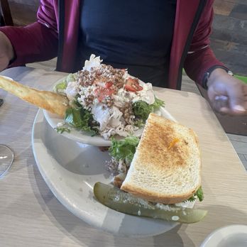 The Toasted Yolk Cafe - Homemade Chicken Salad Sandwich with salad - Breakfast & Brunch Near Me - Houston, Texas The Toasted Yolk Cafe - Homemade Chicken Salad Sandwich with salad - Breakfast & Brunch Near Me - Houston, Texas