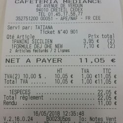 La Cafétéria - Ticket de caisse